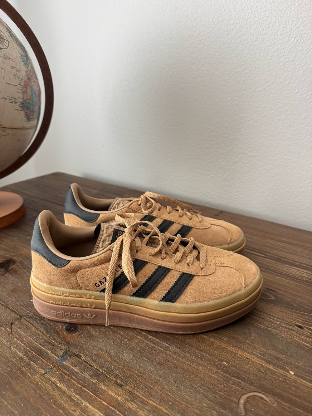 Adidas Gazelle Bold Women’s 7 Tan Black Gum Sneakers New No Box